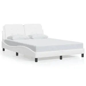 Bed Frame with Headboard White 140x190 cm Faux Leather