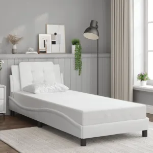 Bed Frame with Headboard White 90x190 cm Single Faux Leather