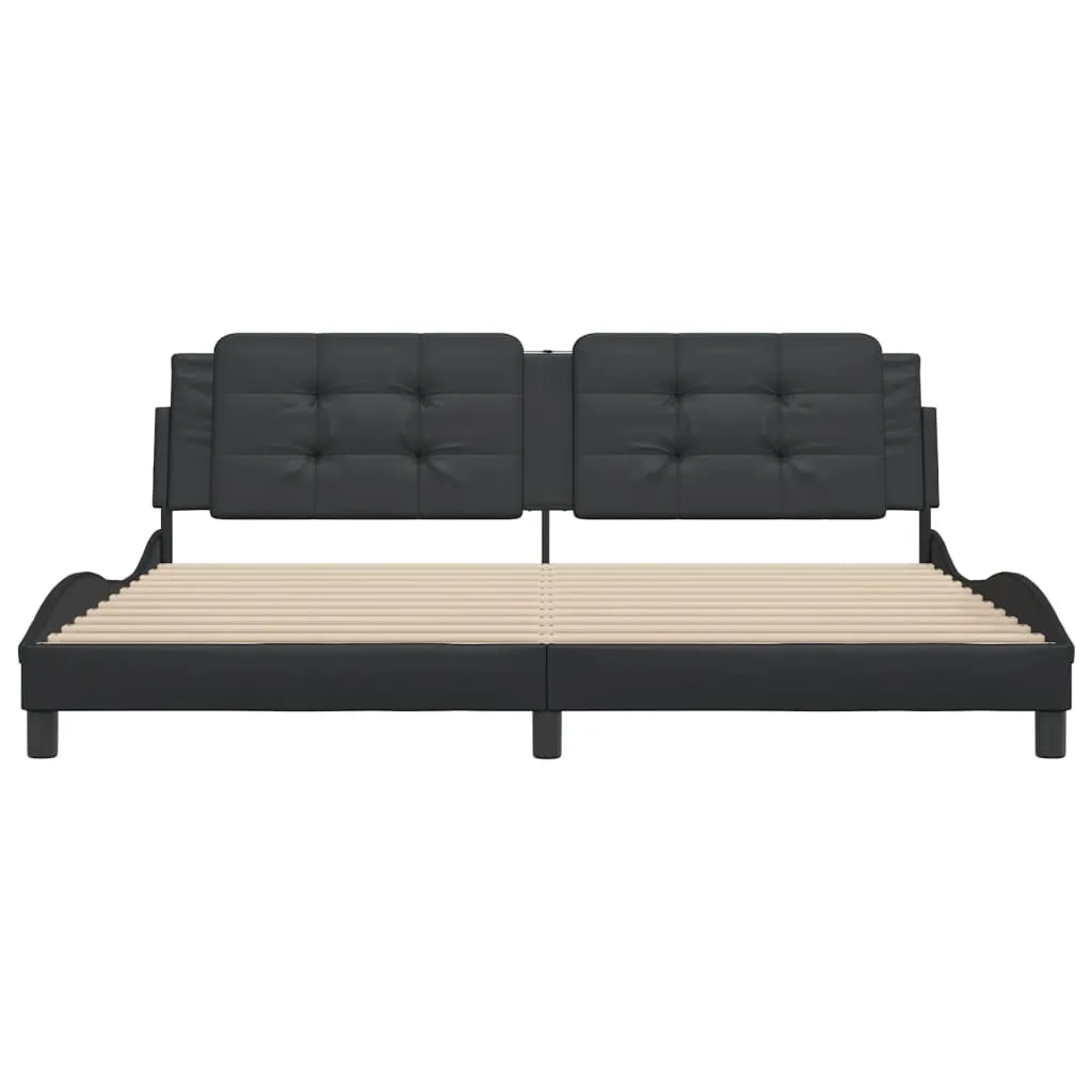 Bed Frame without Mattress Black 200x200 cm Faux Leather