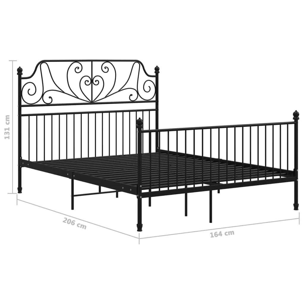 Bed Frame without Mattress Black Metal 160x200 cm