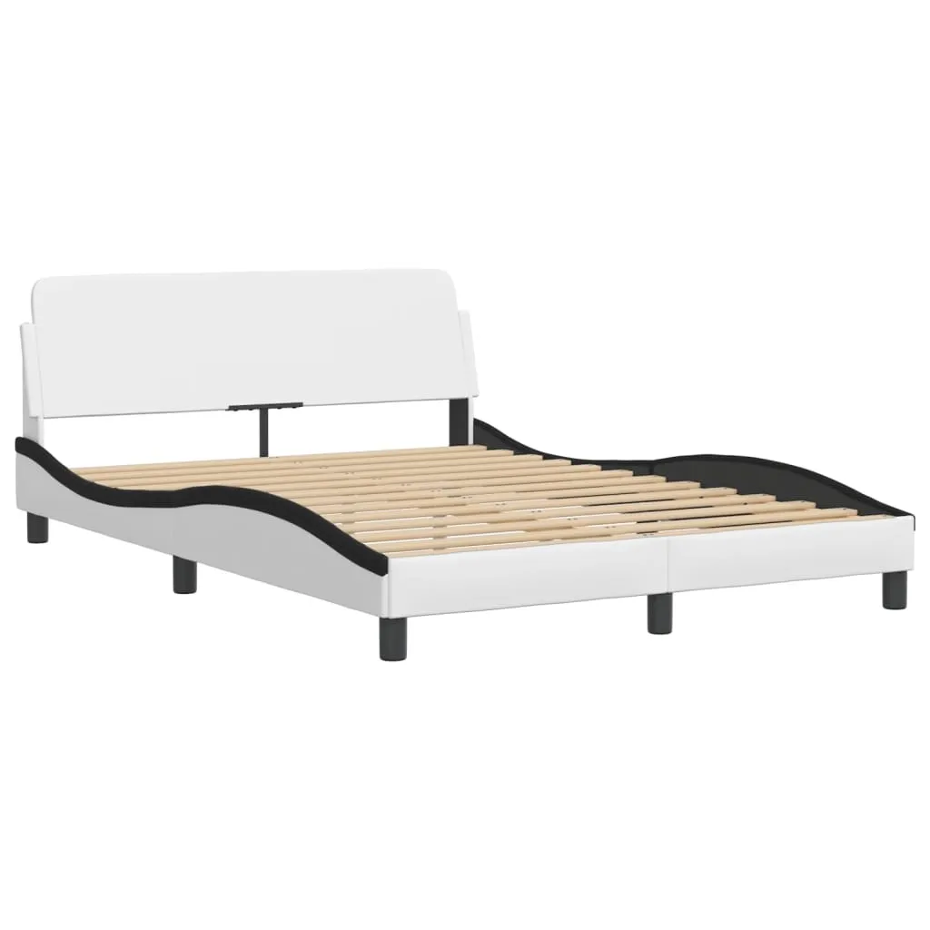 Bed Frame without Mattress White and Black 140x190 cm Faux Leather