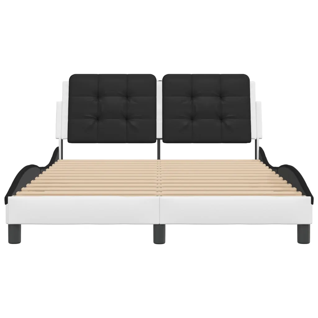 Bed Frame without Mattress White and Black 140x190 cm Faux Leather