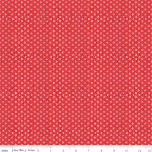 Bee Basics Tiny Daisy Red Cotton Yardage by Lori Holt | Riley Blake Designs