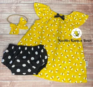 Bee Dress and Bloomer Outfit for Baby / Toddler