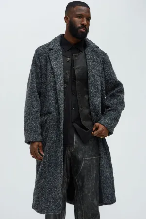 Been A Year Mohair Relaxed Long Coat - Black