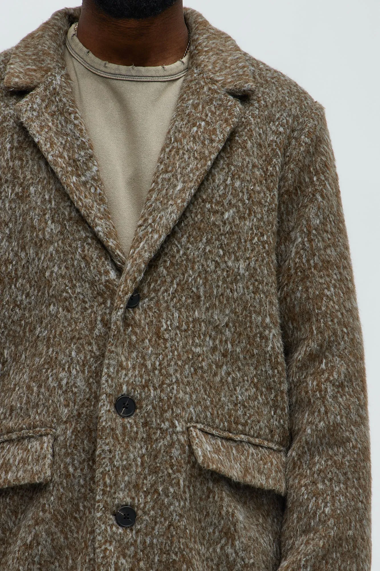 Been A Year Mohair Relaxed Long Coat - Brown