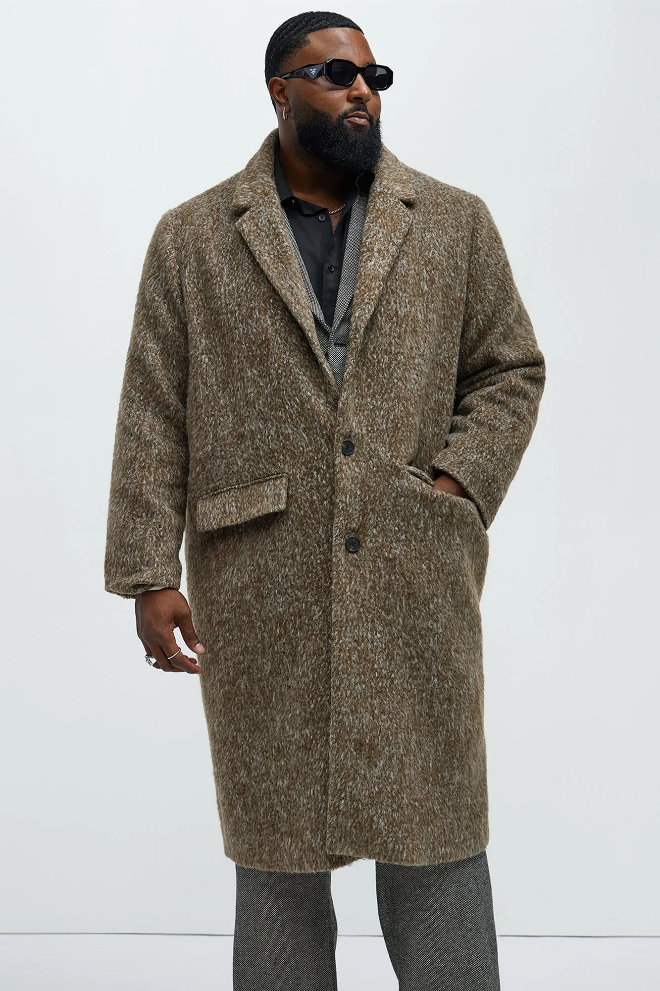 Been A Year Mohair Relaxed Long Coat - Brown