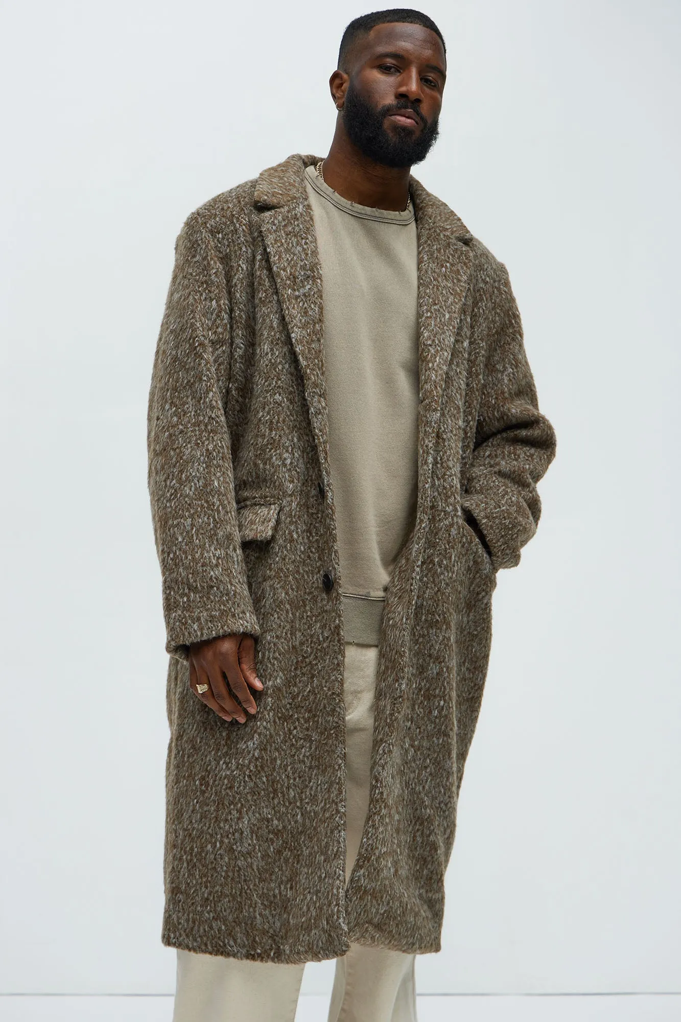 Been A Year Mohair Relaxed Long Coat - Brown