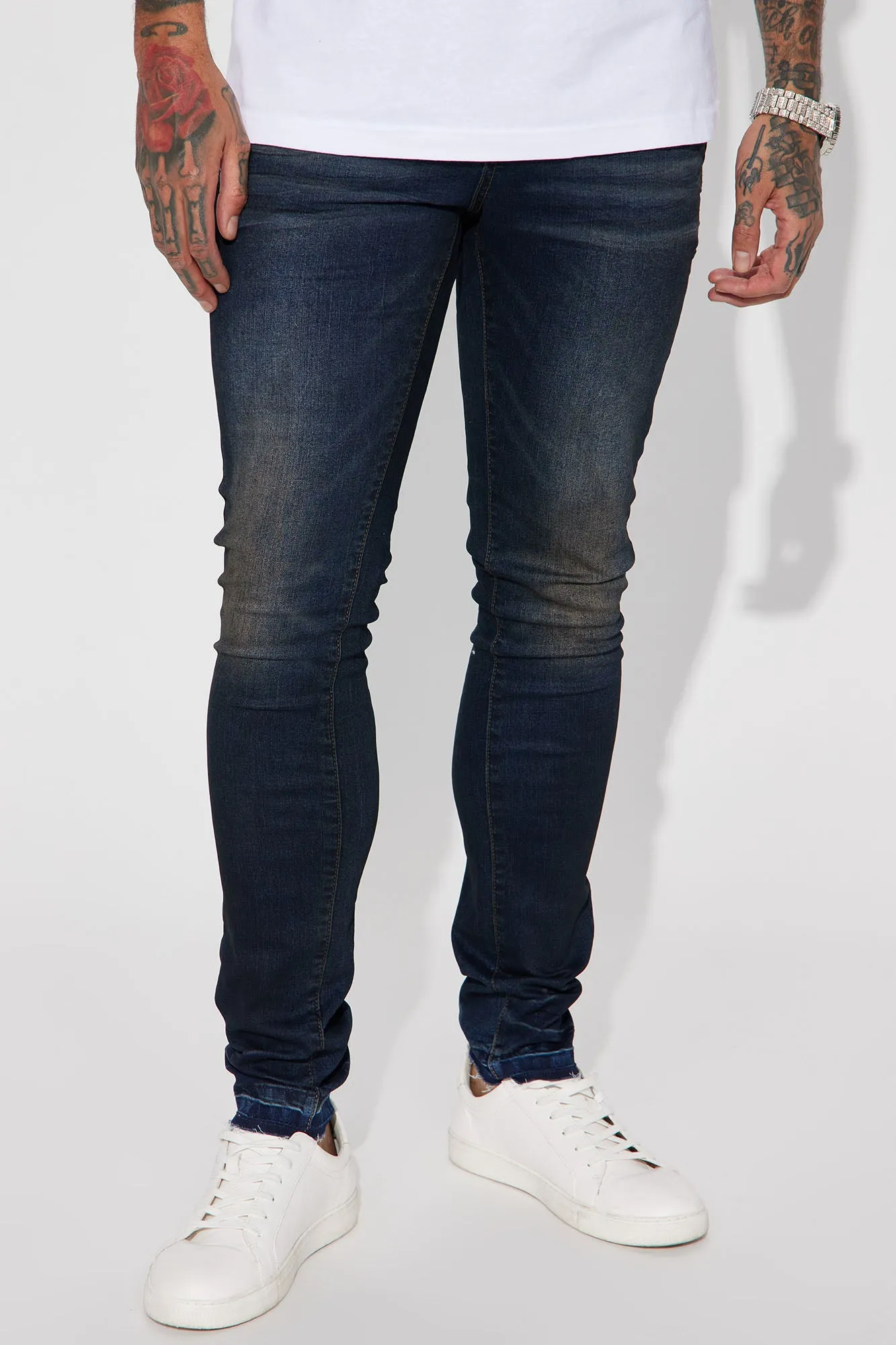 Been Around Stacked Skinny Jeans - Dark Wash