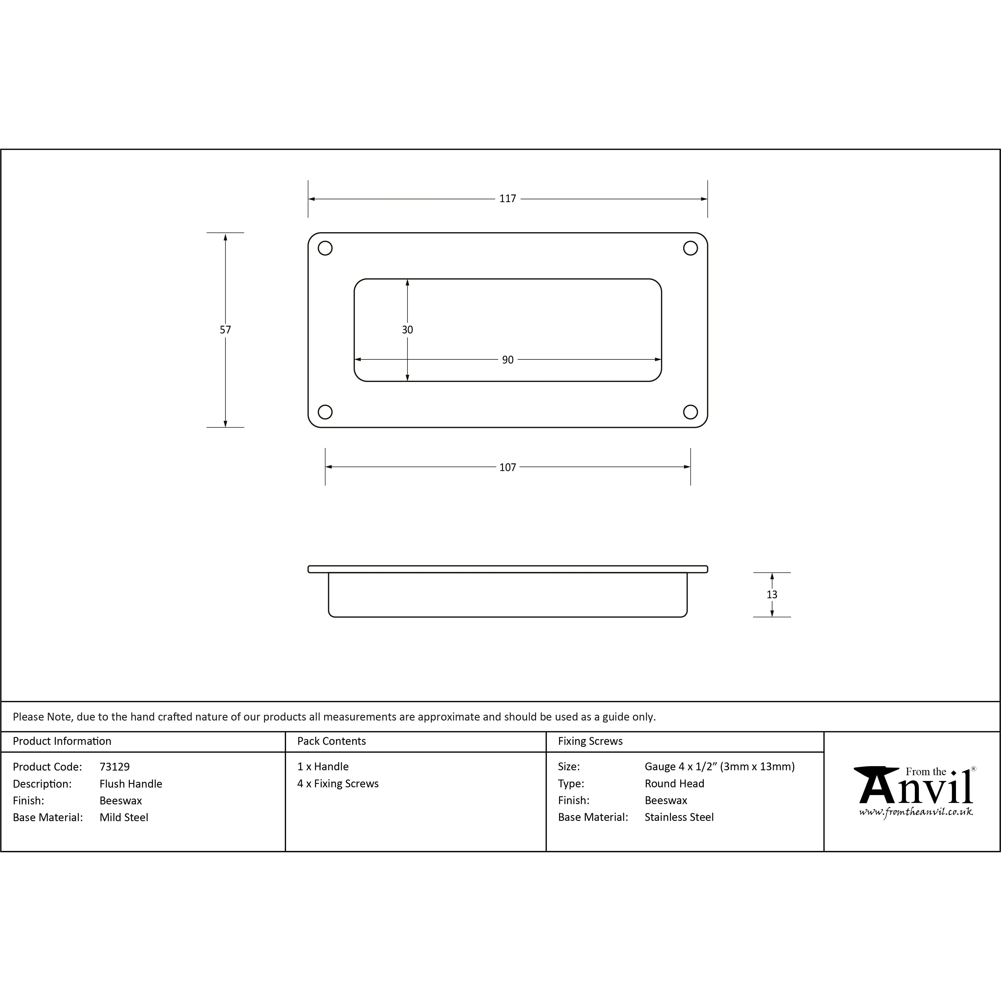 Beeswax Flush Handle | From The Anvil