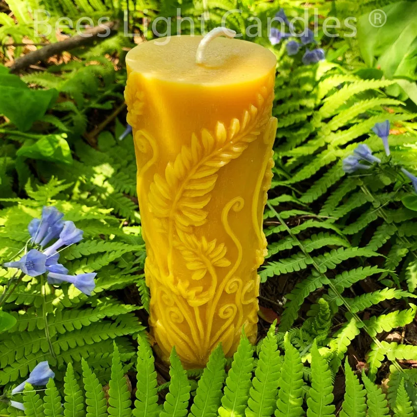 Beeswax Pillar Candle Fern