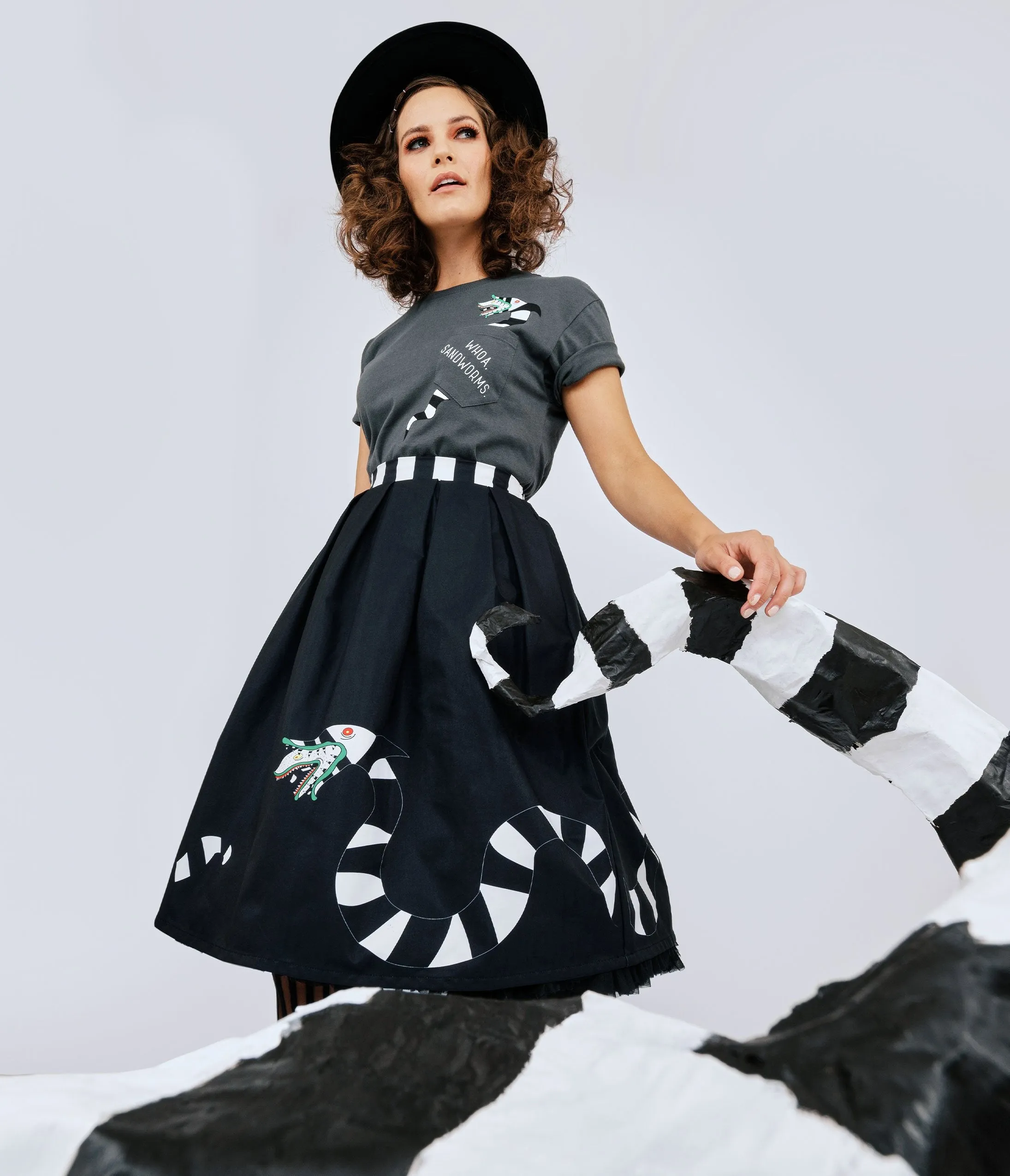 Beetlejuice x Unique Vintage Sandworm Jayne Swing Skirt