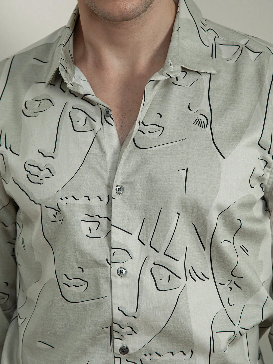 Beige Abstract Printed Shirt