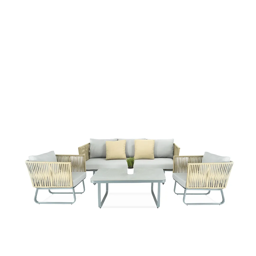 Beige Aluminium and Rope Lounge set