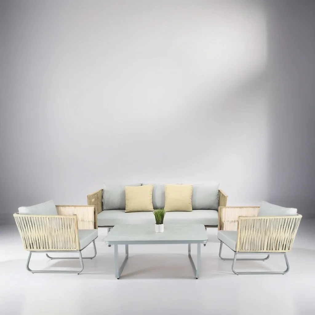 Beige Aluminium and Rope Lounge set