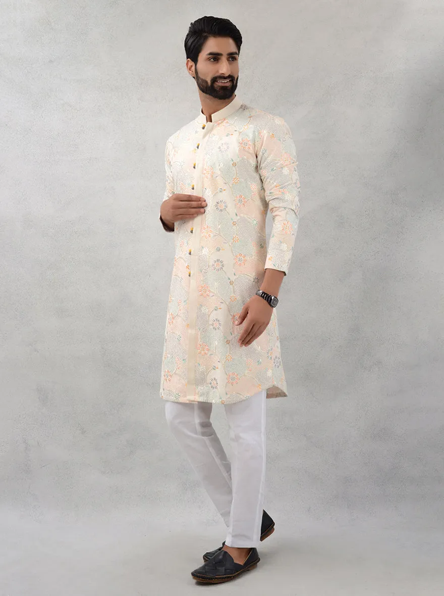 Beige & Peach Kurta Pajama | TULA