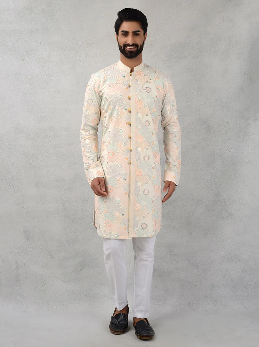 Beige & Peach Kurta Pajama | TULA