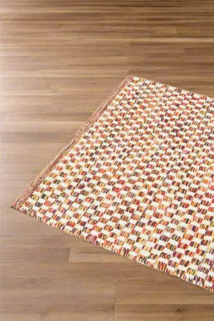 Beige And Brown Rectangle Cotton Woven Dhurrie