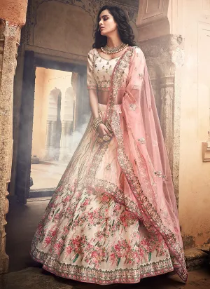 Beige And Pink Designers Wedding Lehenga Choli