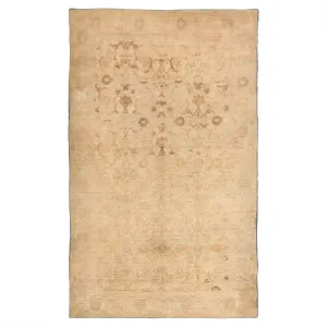 Beige Antique Traditional Indian Cotton Agra Rug - 5' x 8'6"