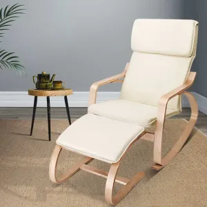 Beige Bentwood Rocking Armchair Set, 100% Cotton, Artiss