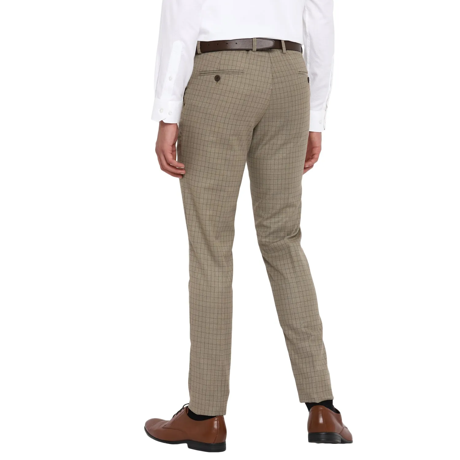 Beige Checked Ultra Slim Fit Trouser