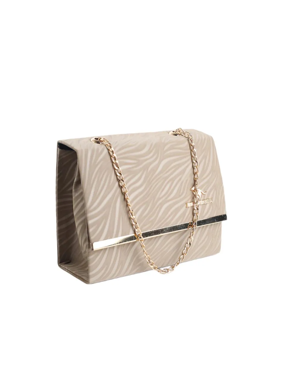 Beige Clutch with Metallic Accents