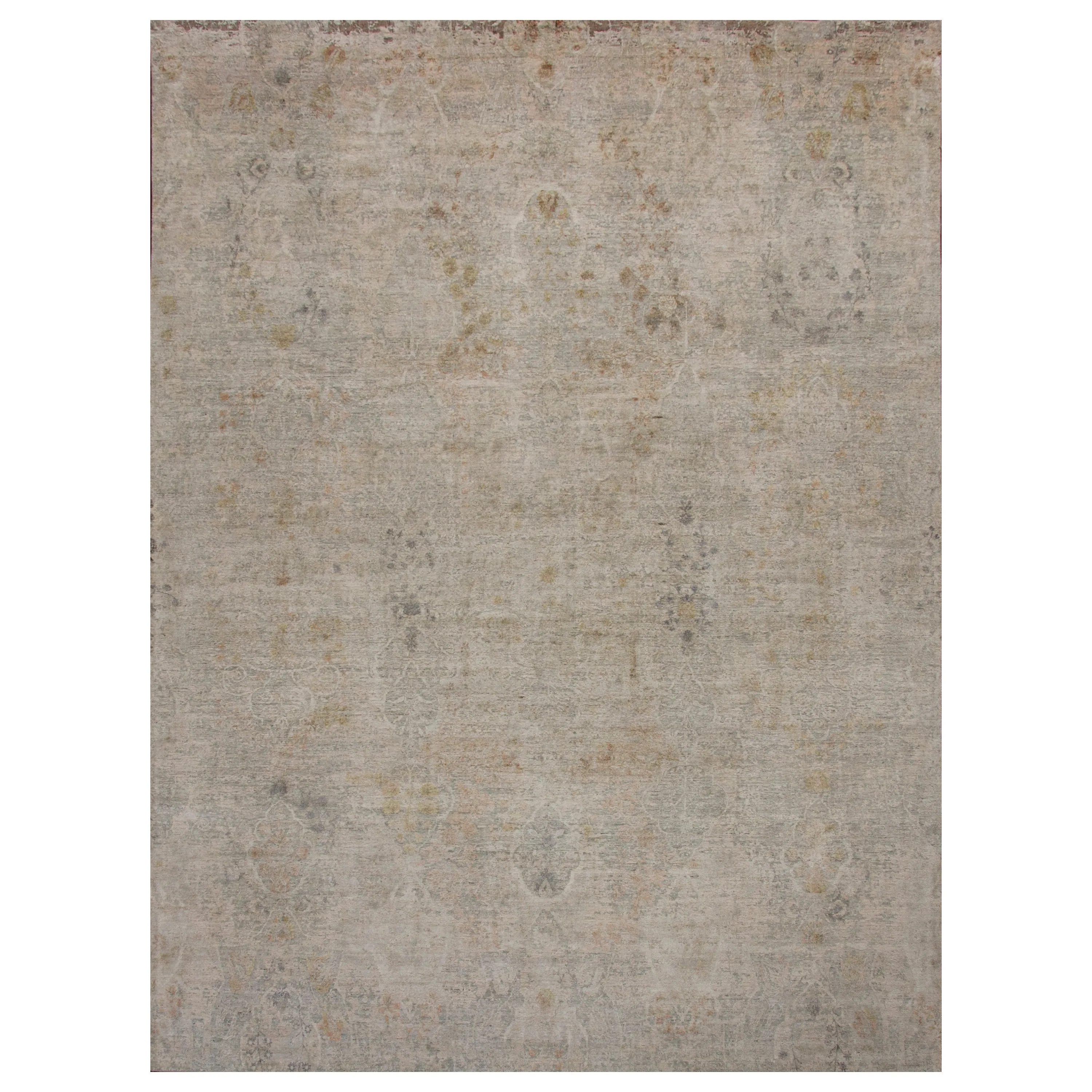 Beige Contemporary Silk Rug - 9'2" x 12'1"