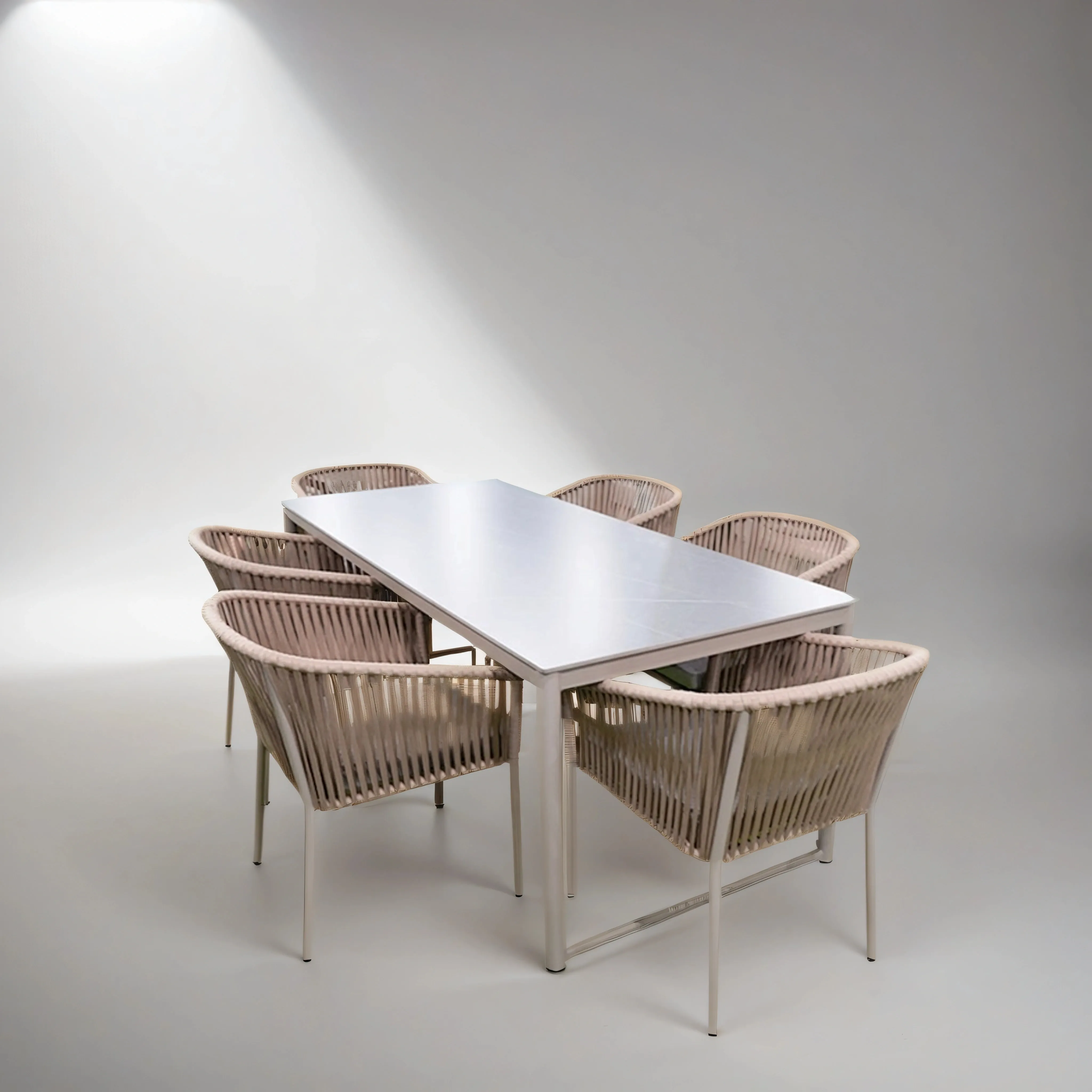 Beige dining set for 6