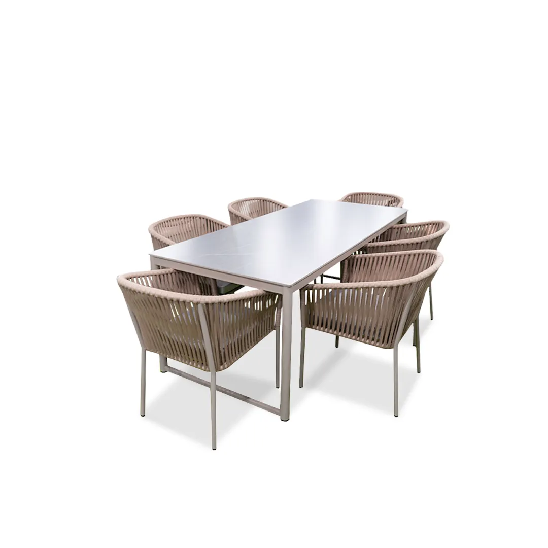 Beige dining set for 6