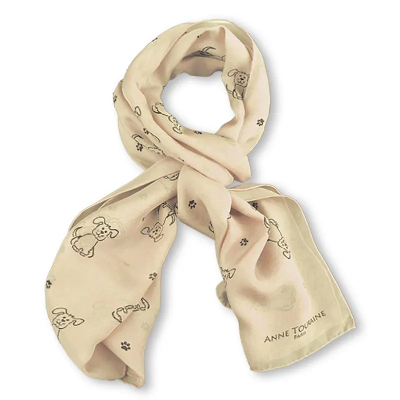 BEIGE DOG PATTERN SCARF - 67x26"