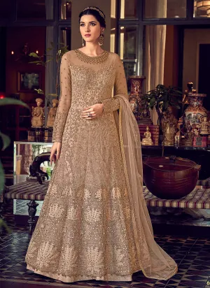 Beige Embroidered Anarkali Lehenga/Pant Suit