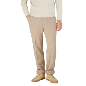 Beige Felted Cashmere Drawstring Trousers