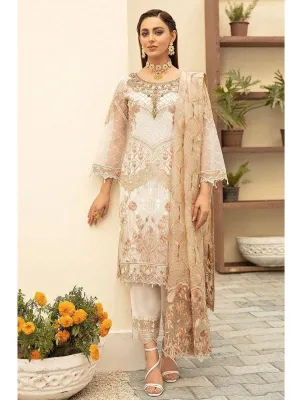 Beige Georgette Embroidery Anarkali with Dupatta Set