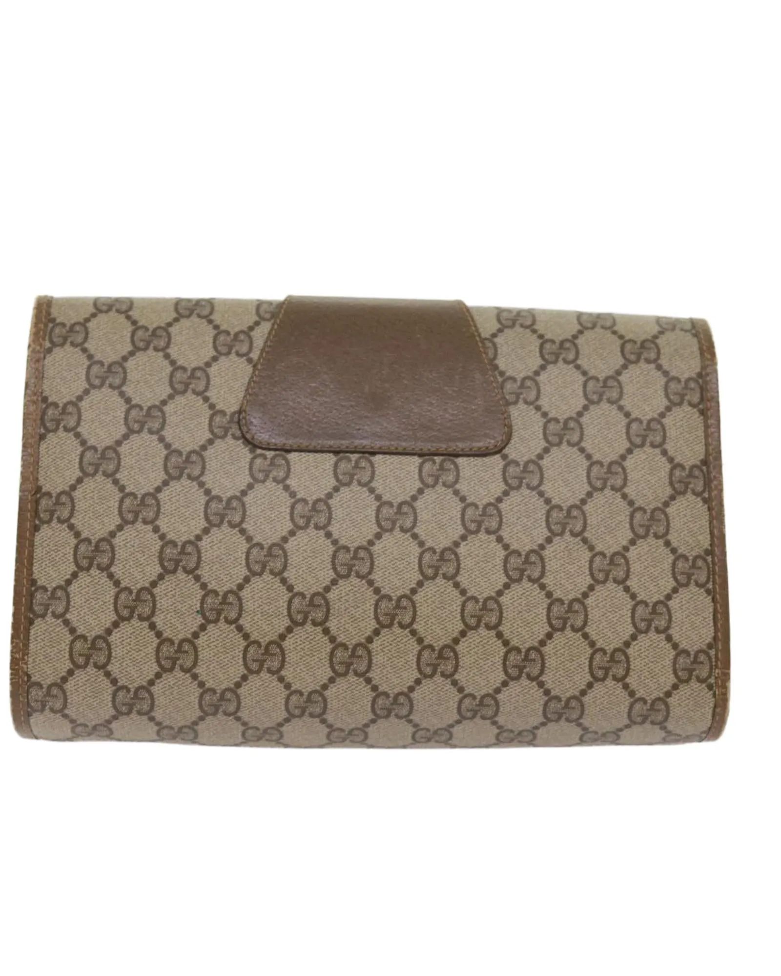 Beige Green Red GG Canvas Clutch Bag with Web Detail by Gucci