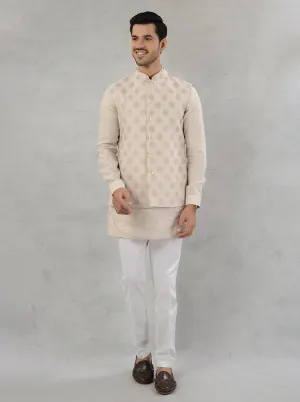 Beige  Kurta Set with Koti | TULA