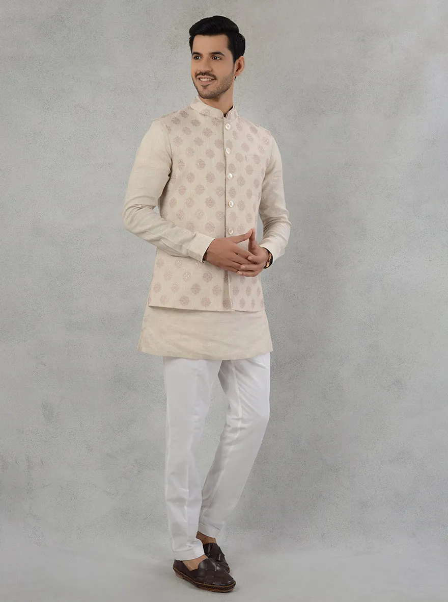 Beige  Kurta Set with Koti | TULA