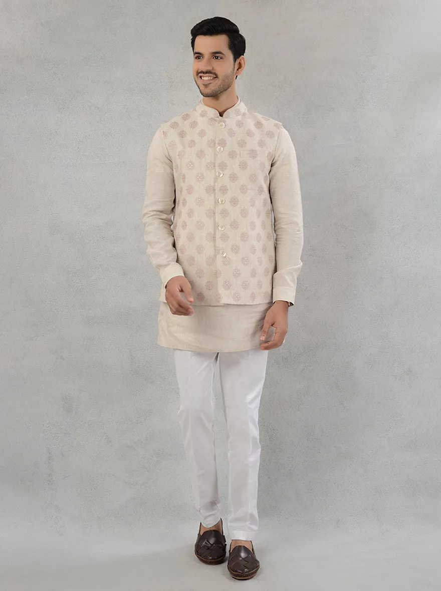 Beige  Kurta Set with Koti | TULA