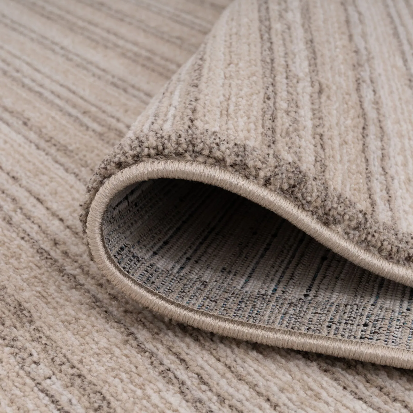 Beige Linear Bordered Runner Rug