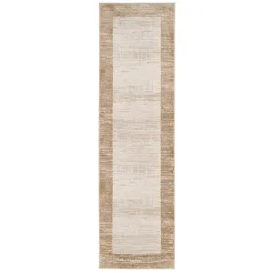 Beige Neutral Border Runner Rug