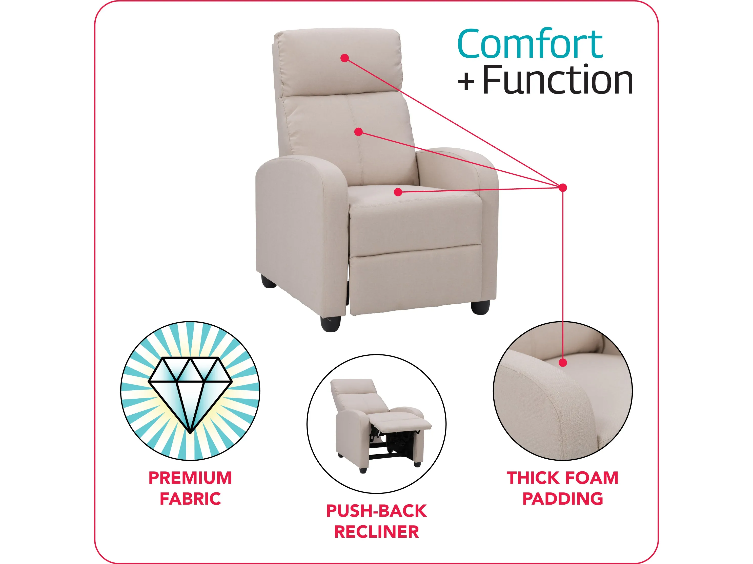 Beige Push Back Recliner