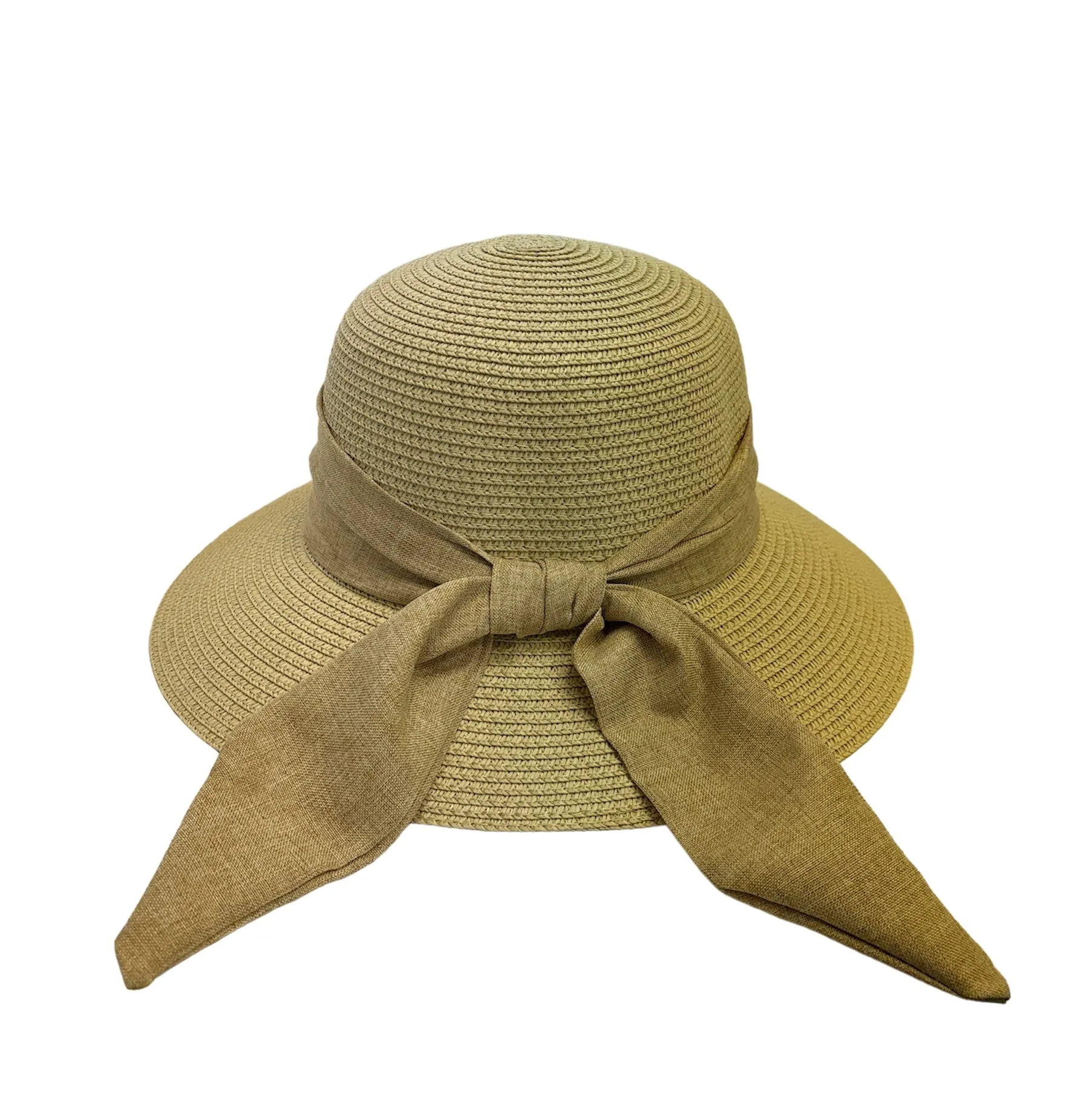 Beige Ribbon Straw Hat