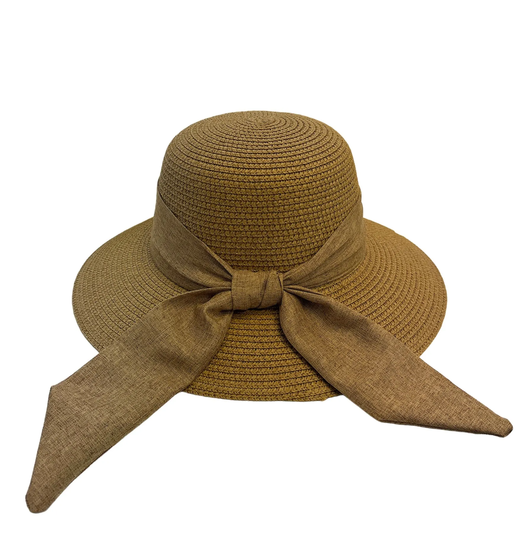 Beige Ribbon Straw Hat