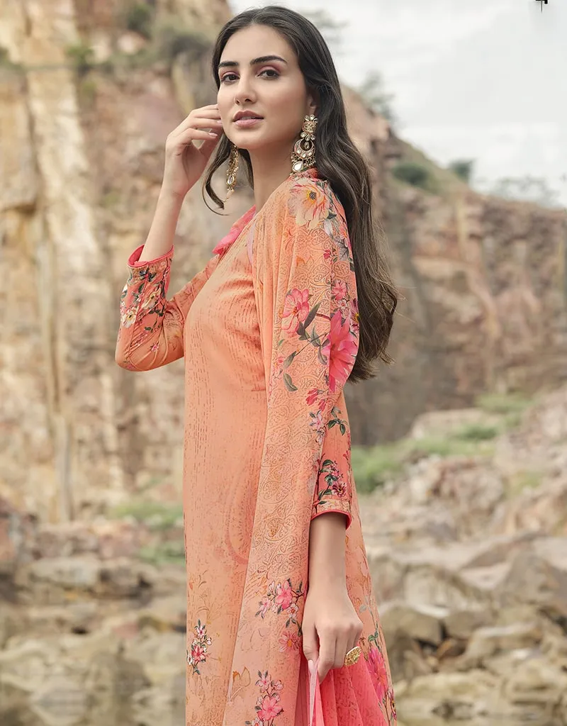 Beige Siya Crepe Digital Print Suit Palazzo