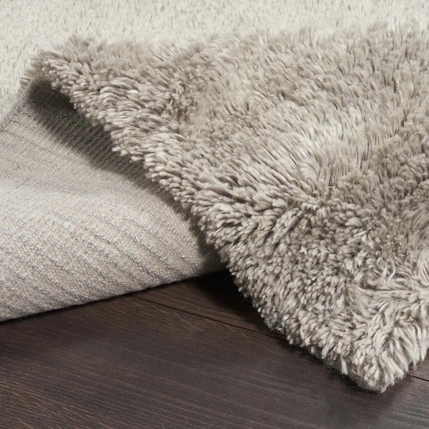 Beige Textured Wool Rug - 9'3" x 12'1"