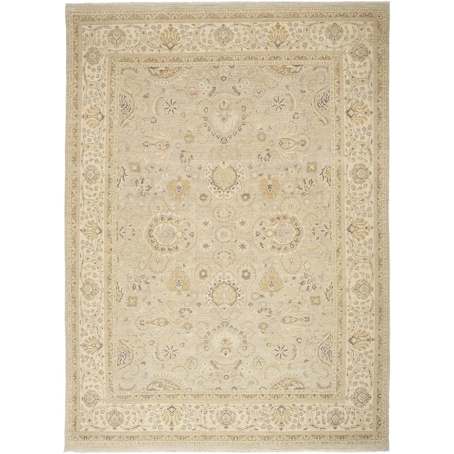 Beige Traditional Wool Rug - 8'6" x 11'11"