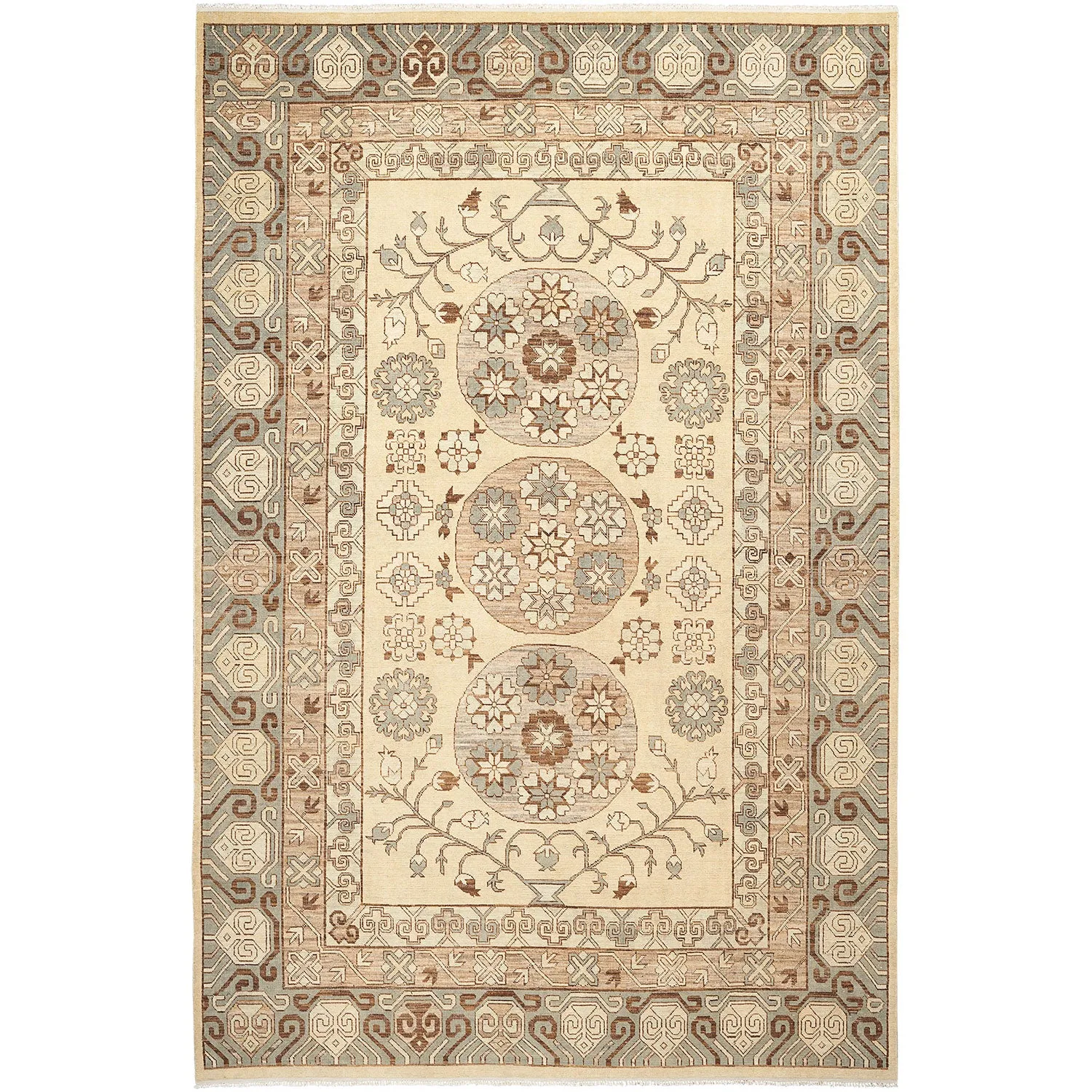 Beige Traditional Wool Rug - 8'8" x 13'2"