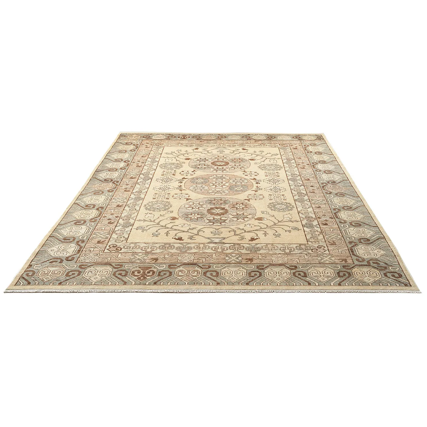 Beige Traditional Wool Rug - 8'8" x 13'2"