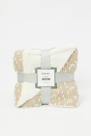 Beige Woven Reversible Throw