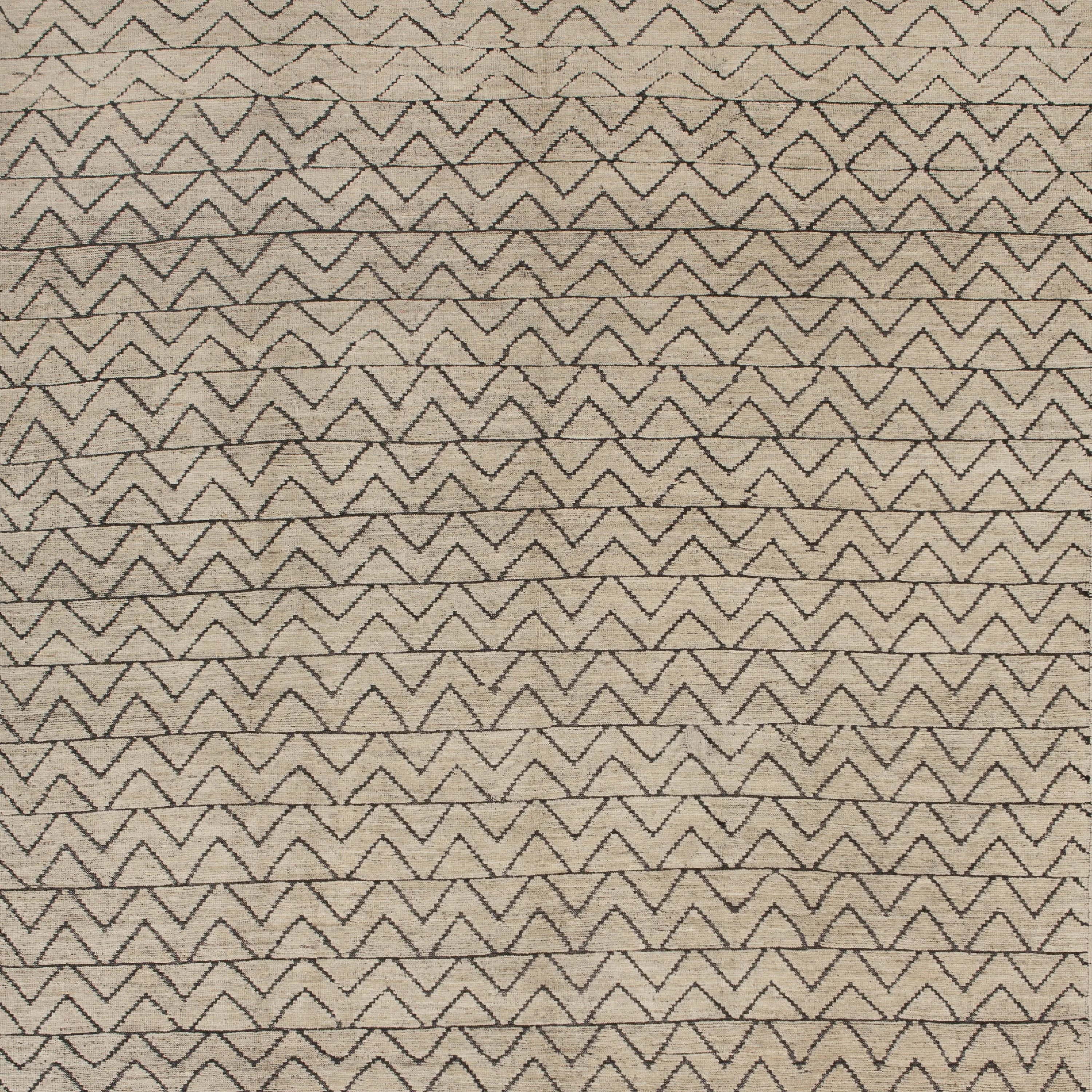 Beige Zameen Geometric Wool Rug - 8'4" x 9'8"